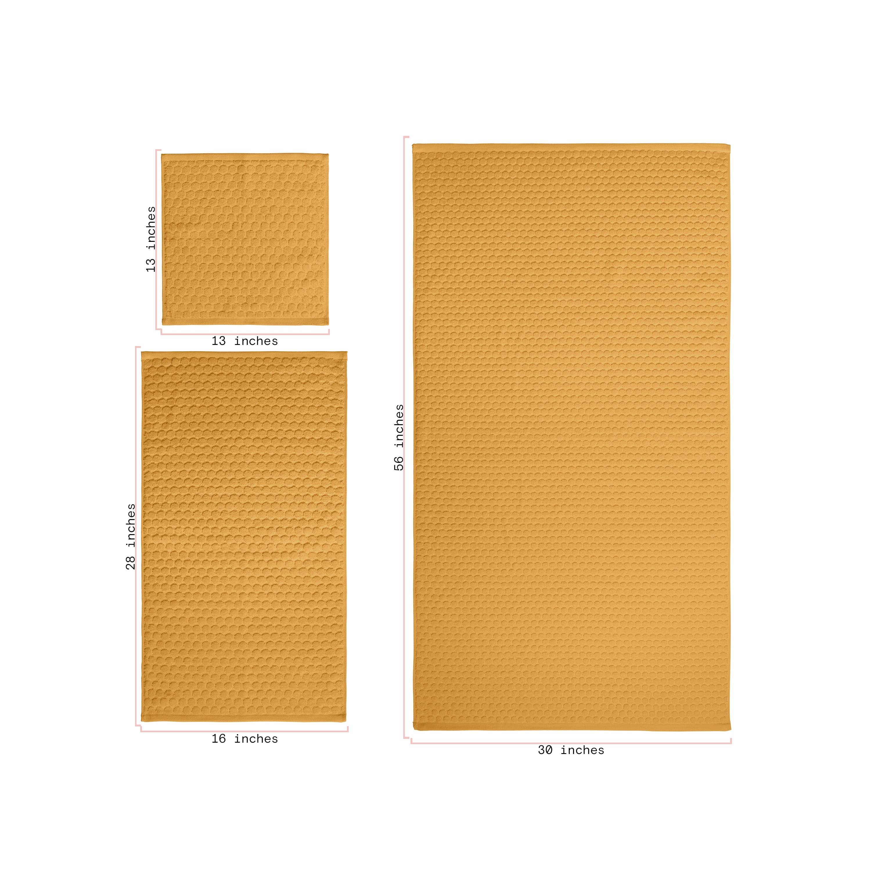 Beautiful by Drew Barrymore 6-Piece Dot Bath Towel Set, Soft 100% Cotton, Amber Yellow