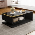 thumbnail image 2 of MODERNLUXE 35.4" Coffee Table with LED Lights, High-Gloss Centre Table Tea Table with Storage for Living Room,Small Space, Black, 2 of 9
