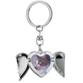 thumbnail image 1 of Brown Cat animal salvaje mirada de perfil Llavero de alas de ángel en forma de corazón, 1 of 3