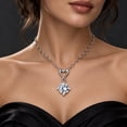 thumbnail image 5 of Women's Heart Pendant Necklace, Silver-Tone Clear Round Stone Necklace, Romantic Fashion Necklace for Women, 5 of 7