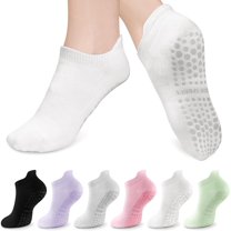 Pilates Grip Socks Women: 6 Pairs Non Slip Socks for Hospital Dance Ballet Yoga Trampoline