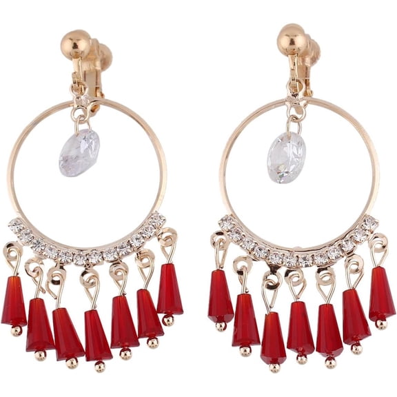 Rhinestone Crystal CZ Big Drop Earrings Clip on Earrings Without Piercing