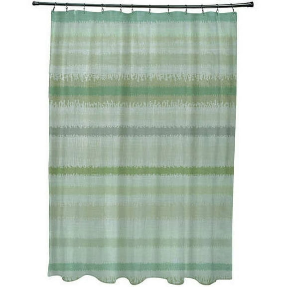 Simply Daisy 70" W x 73" H Raya De Agua Stripe Print Polyester Shower Curtain, Green