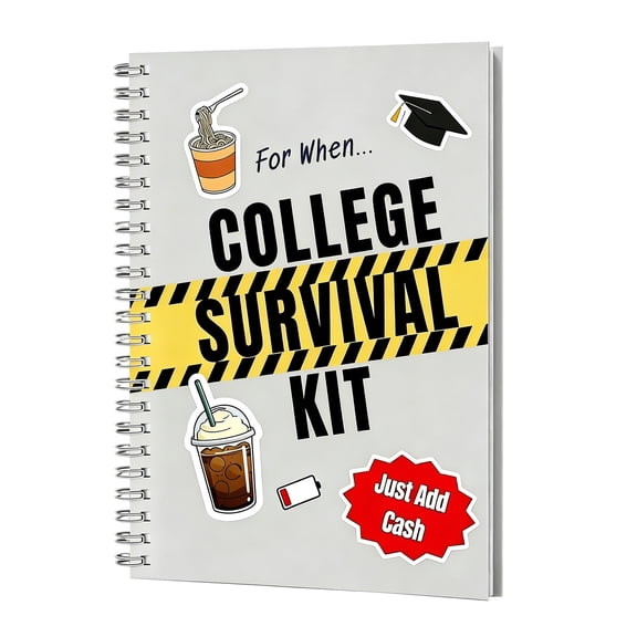 QIJGEBGG Spiral-Bound College Survival Kit Gift Card Book, College Graduation Gift Card Holder Book,Funny Interactive Pages Money Cash Holder,college gift card book
