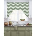 thumbnail image 2 of Sage Green Striped Kitchen Curtains Swag Valance for Windows/Bathroom/Cafe, Modern Waves Abstract Water Ripple Rod Pocket Drape Panel Swag Curtain Valance for Bedroom/Living Room 55''x36'', 2 of 6