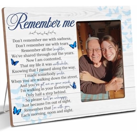 Memorial Bereavement Gifts, Remember Me Memorial Wooden Picture Frame Sympathy Gifts for Loss of Loved One, Fits 4x6 Photo Frame