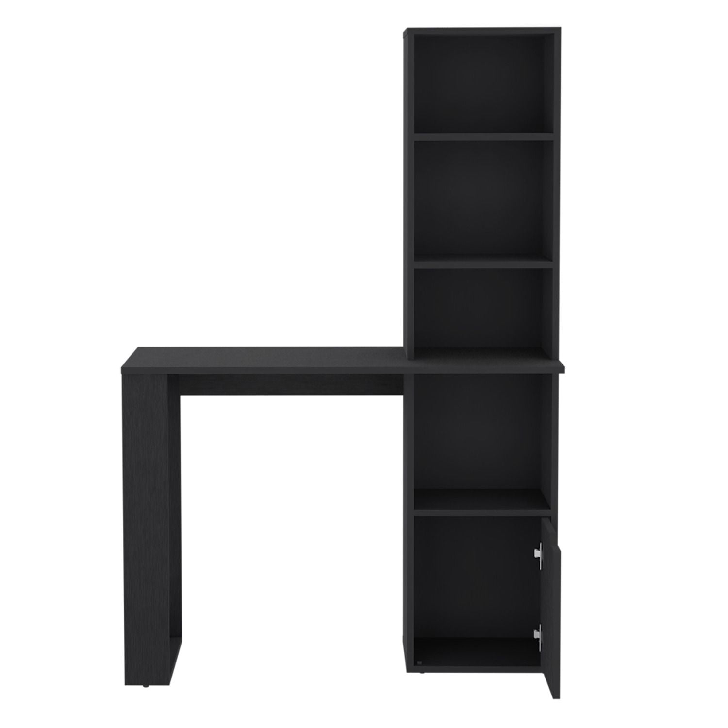 Asteroutdoor Writing Desk with Bookcase and Cabinet, Black, Engineered Wood Computer Desk for Office, 17.8 in L x 38.8 in W x 58.3 in H