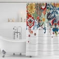 thumbnail image 2 of Polyester Fabric Boho Flowers Shower Curtain, Bohemian Abstract Floral Vintage Wood Plank Waterproof Bathtub Curtain Bathroom Decor Set with Hooks 72 x 96 Inches, 2 of 6