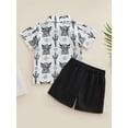thumbnail image 4 of Genuiskids Toddler Baby Boy Western Outfit Cow Print Short Sleeve Button Down Shirt Casual Shorts Set Cowboy Gentleman Summer Outfits, 4 of 9