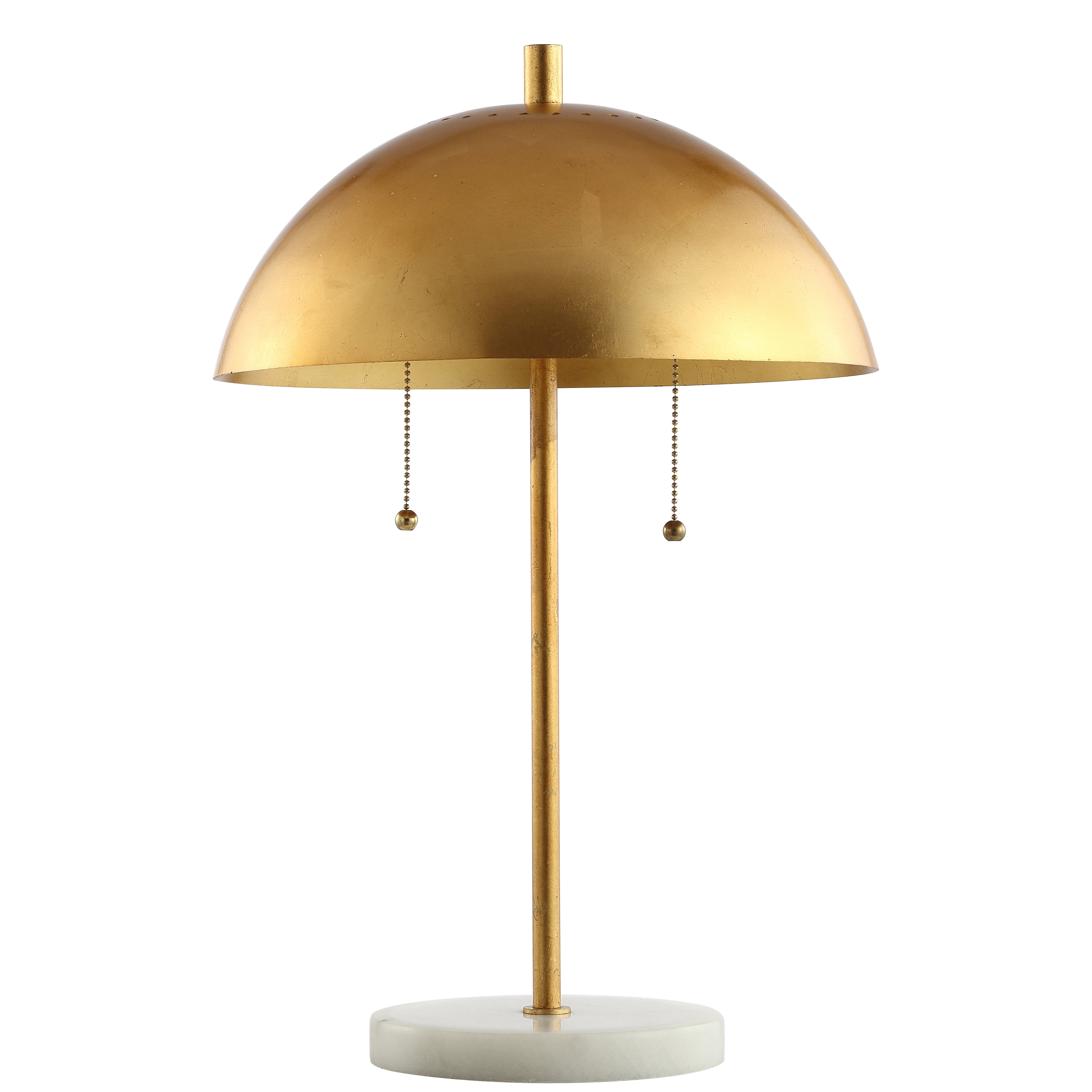 JONATHAN Y Ella 20.7" Dome Metal with Marble Base LED Table Lamp, Gold/White, JYL1071A