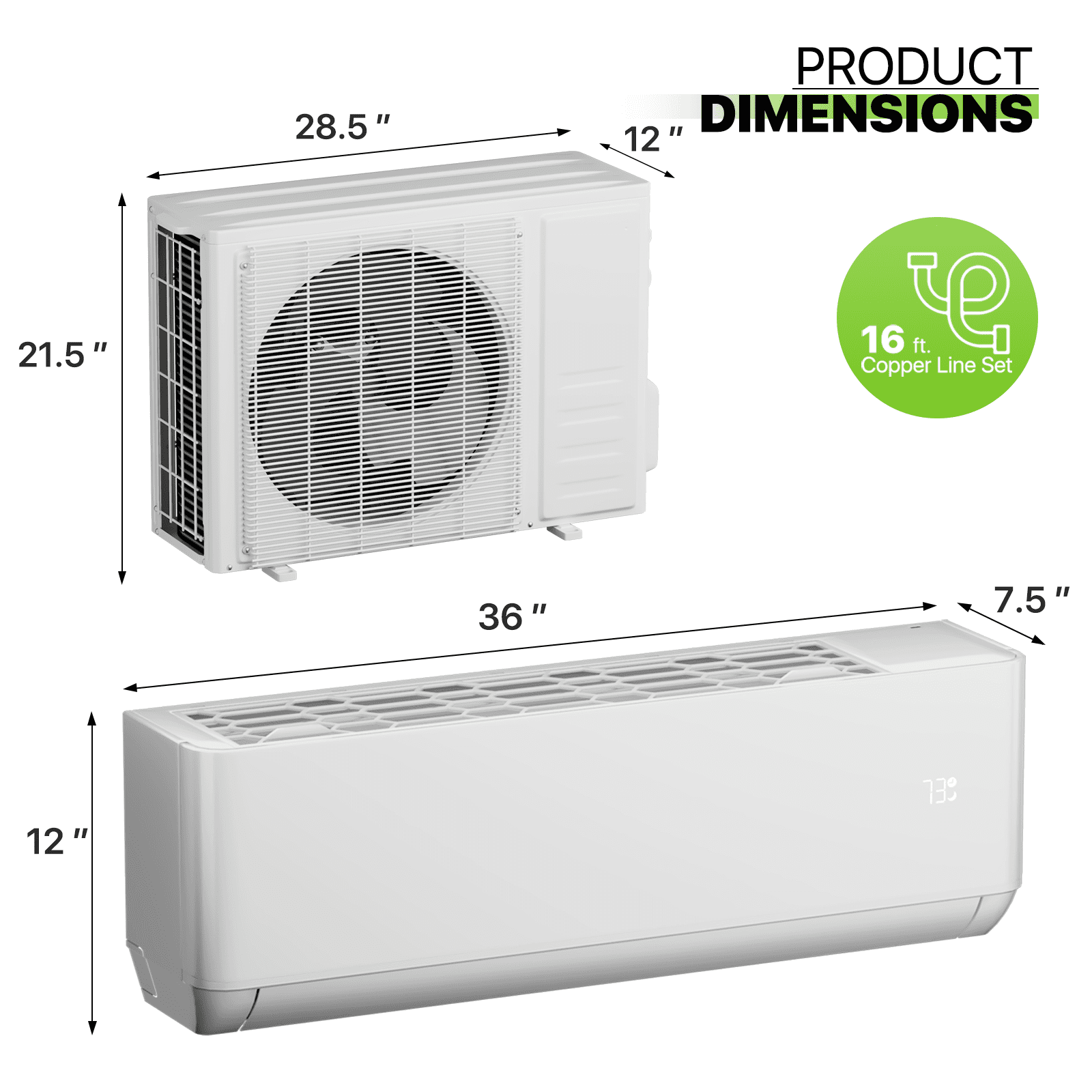 Magshion 12000 BTU 22 SEER2 Mini Split Air Conditioner & Heater, 115V Wall-Mounted Inverter AC Heat Pump with 4-in-1 Filter, Cools Rooms up to 550 Sq.Ft