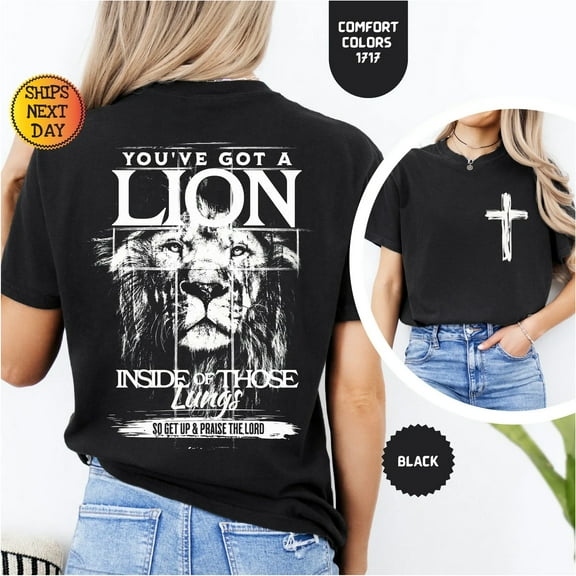 "You've Got a Lion Inside" Christian Strength T-Shirt – Empowering Faith & Praise Tee