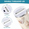 thumbnail image 3 of Yayeee 40oz Stainless Steel Tumbler with Straw and Handle Double-Wall Insulated Travel Water Bottle, Colorful Watercolor Seashells, 3 of 8