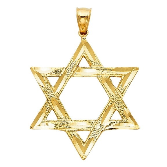 14K Yellow Gold Star of David Charm Pendant For Necklace or Chain