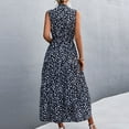 thumbnail image 4 of Vestido elegante de lunares sin mangas con cinturón, cuello alto y largo midi para mujer, color negro, talla XL, elegante y de verano, 4 of 6