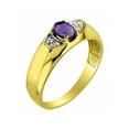 thumbnail image 4 of Rylos 14K Yellow Gold Classic 6X4MM Oval Amethyst & Diamond Ring - Birthstone Jewelry for Men -Size 9, 4 of 7