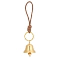 thumbnail image 2 of 2 Pcs Brass Hanging Bell for Door Knob, Vintage Gold Door Hanger Bell on Leather Rope, Small Entry Doorbell Chime for Front Door and Home, Shop Garden Christmas Decor, Home Decorative Objects, 2 of 8