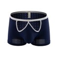 thumbnail image 6 of Yaoyar Men Casual Fashion Solid Briefs Boxer Breathable Mesh Ice Silk Front Opening Navy L, 6 of 9