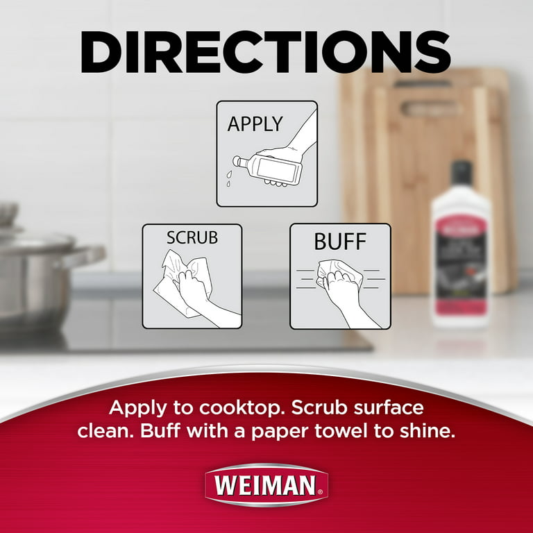 Weiman Cooktop Cleaner Kit - Cook Top Cleaner and Polish 10 oz. Scrubbing  Pad, Cleaning Tool, Cooktop Razor Scraper
