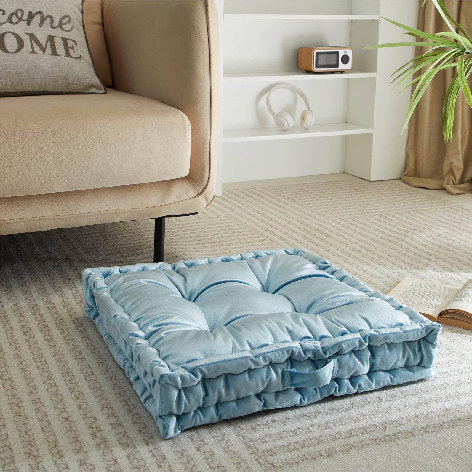Stylehouse 20" x 20" Cameo Blue Decorative Floor Pillow