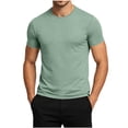 thumbnail image 3 of Fengqque Mens T-Shirts Summer Short Sleeve Round Neck Basic Tees Plus Size Solid Color Slim Fit Pullover Tops Green XXXL(XXXL), 3 of 6