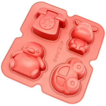 - Freshware 4-Cavity Fun Shape Silicone Mold for Muffin, Soap, Brownie, Cheesecake and Pudding, CB-900RD