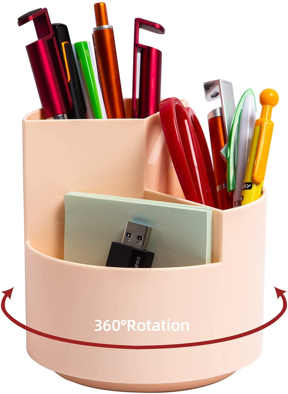 Office 3 Slots Desktop Storage Pen Organizers Desk Stationery Supplies Pencil Container Cup Pot Art Supply Accessories for Home Classroom MoKo Pen Pencil Holder 360°Rotating White 