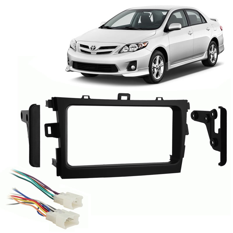 ASC Audio Car Stereo Dash Install Kit and Wire Harness for Installing an Aftermarket Double Din Radio for 2009 2010 2011 2012 2013 Toyota Corolla No Factory Premium Amp/JBL 