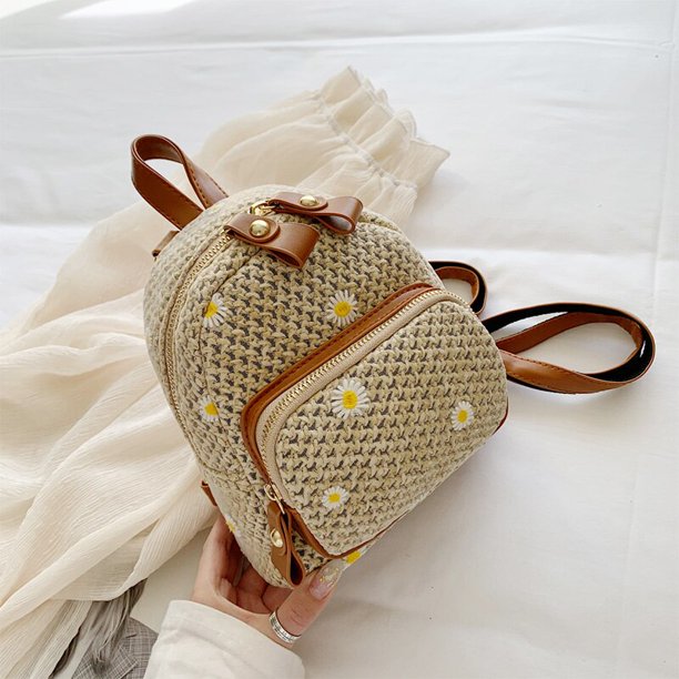 Mini mochilas Kawaii de moda para niñas, bolso de diseño tejido para mujer, Bolso pequeño de paja para mujer 2023 Fivean unisex