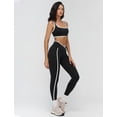 thumbnail image 5 of PISONIC Womens Two Piece Workout Set Spaghetti Straps Color Block Sports Bra Matching High Waist Leggings Gym Work Out Outfits, 5 of 7