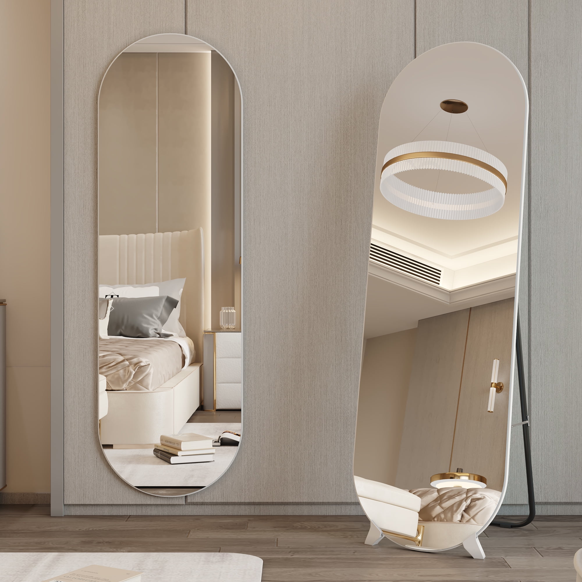 LVSOMT 55"x20" Arched Wall Mounted Hanging Full Length Mirror Mirror