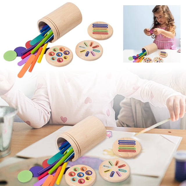 Juguete sensorial Montessori para clasificar colores, actividad motriz de madera, de 2 a 4 años, para que los niños aprendan a reconocer colores, regalo de cumpleaños