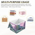 thumbnail image 6 of Yayeee Collapsible Cube Storage Bin with Lid Fabric Closet Decorative Basket with Handles, Green Night Deer, 6 of 7