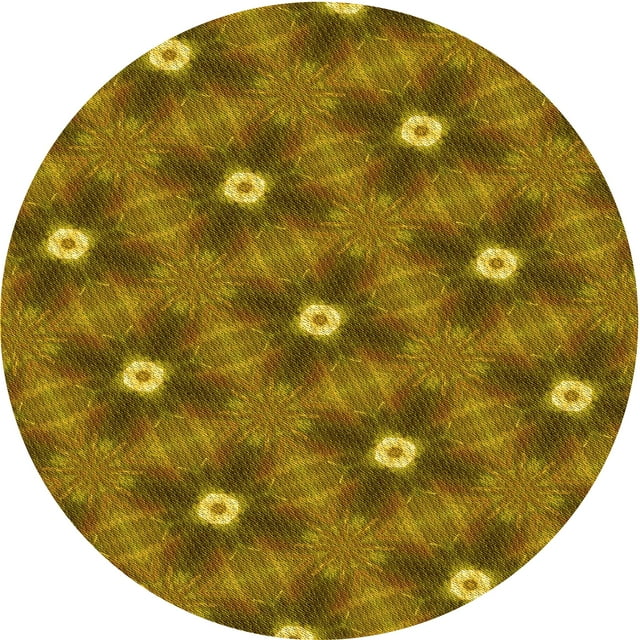 Ahgly Company Machine Washable Indoor Round Transitional Dark Bronze Brown Area Rugs, 3' Round