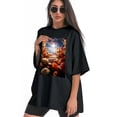 thumbnail image 3 of Plus Size Shirt for Women Black Tops for Women Oversized Short Sleeves Shirt for Women Flowers T Shirt Crewneck Shirt for Women XL, 3 of 5