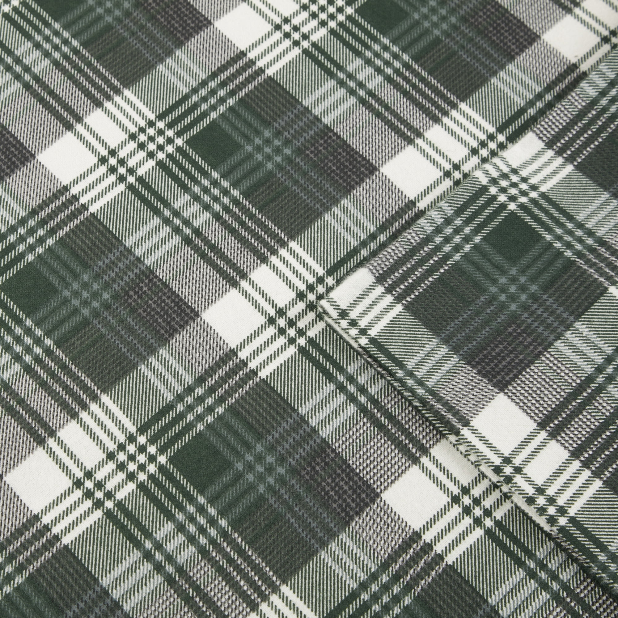 Woolrich Flannel Cotton Sheet Set, King, Green Plaid