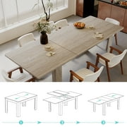 JassmiPkwy Extendable Dining Table for 4-8 People with Seamless Extension from 55 to 86.6 Inches for Small Spaces, Dining Room, Kitchen, Living Room-Oak