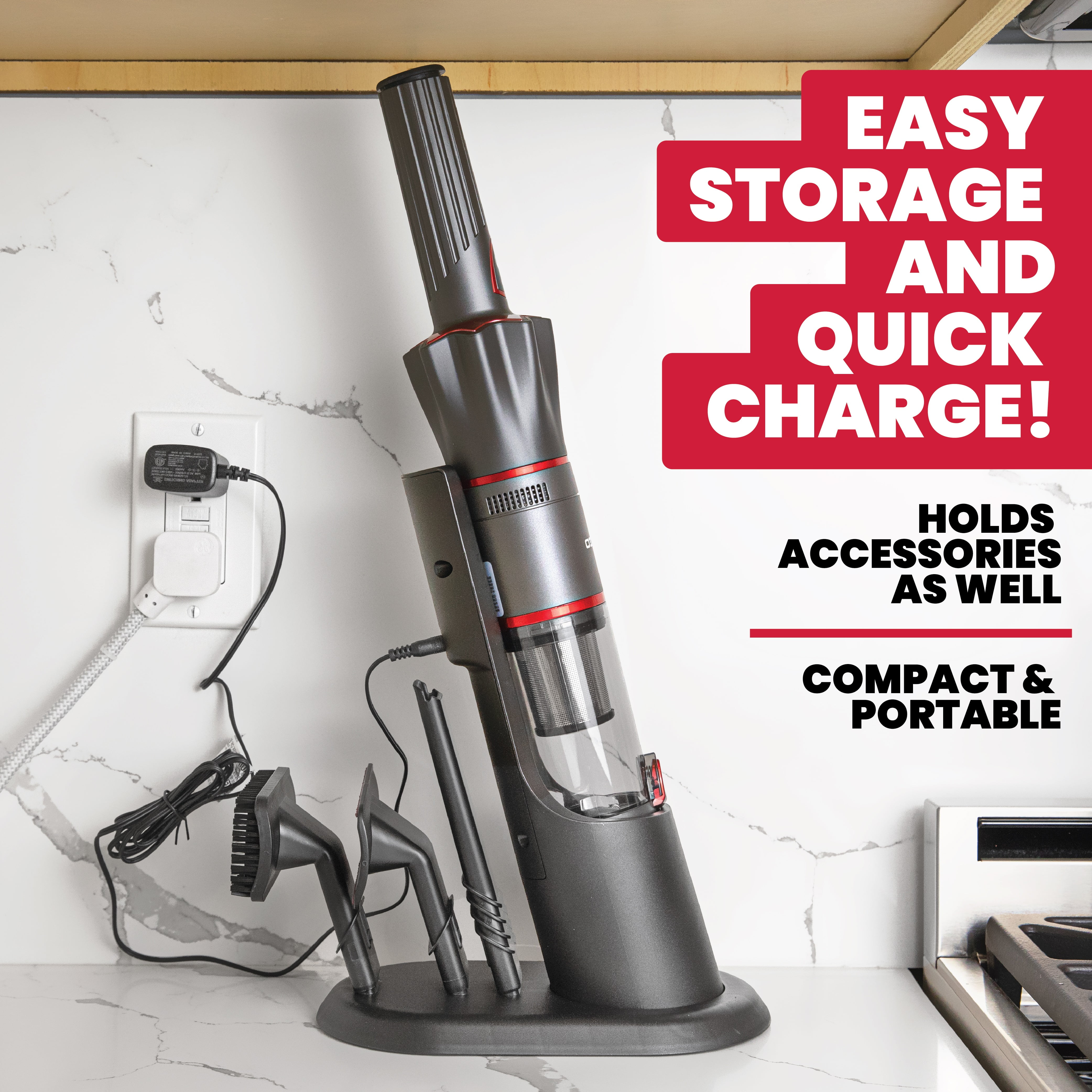 Ruvio Cordless Vacuum Handheld Portable Vacuum Red