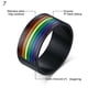 thumbnail image 1 of Gay Lesbian Lgbt Pride Ring Rainbow Inner Striped Stainless Steel Ring Band, 1 of 3