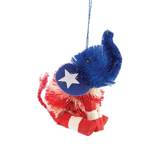 4.5" Patriotic Elephant Christmas XMAS Americana Spirit 4th of July Ornament