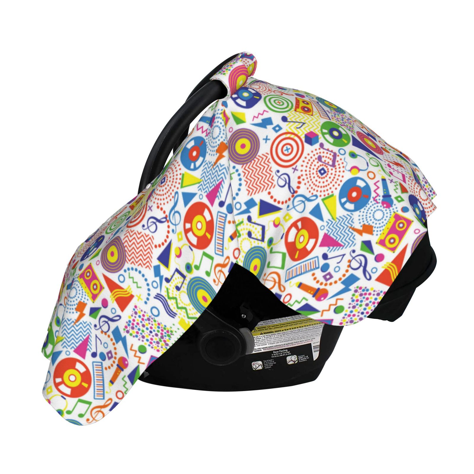 Naloa Retro Musi Disco Baby Car Seat Cover, Breathable Baby Carrier Cover, Multiuse Baby Carrier Cover & Nursing Breastfeeding Cover