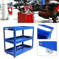 thumbnail image 4 of 3 Tier Heavy Duty Metal Tool Cart with Wheels, Durable Tool Storage, Load Capacity Rolling Utility cart for Garage Storage, Office Spaces, & Kitchen Use (Red), 4 of 8