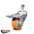thumbnail image 2 of 3 Inch SS Orange Polyurethane 12mm Threaded Stem Caster with Total Lock Brake, 2 of 2