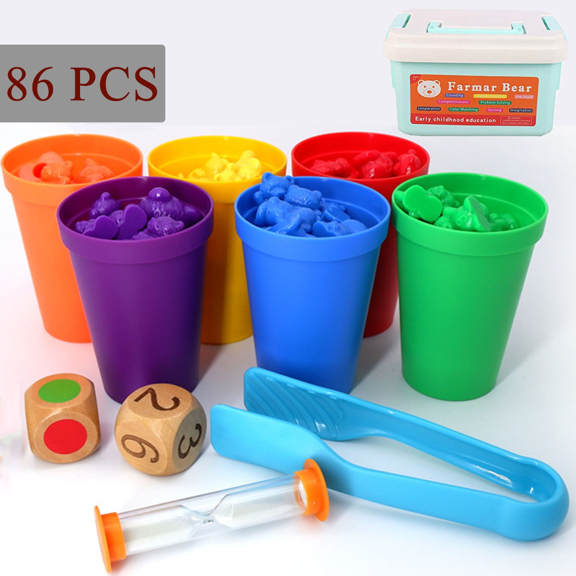 Moulty Counting Bears with Stacking Cups Montessori Educational Sorting  Rainbow Toys For 3 Year Old Boys and Girls