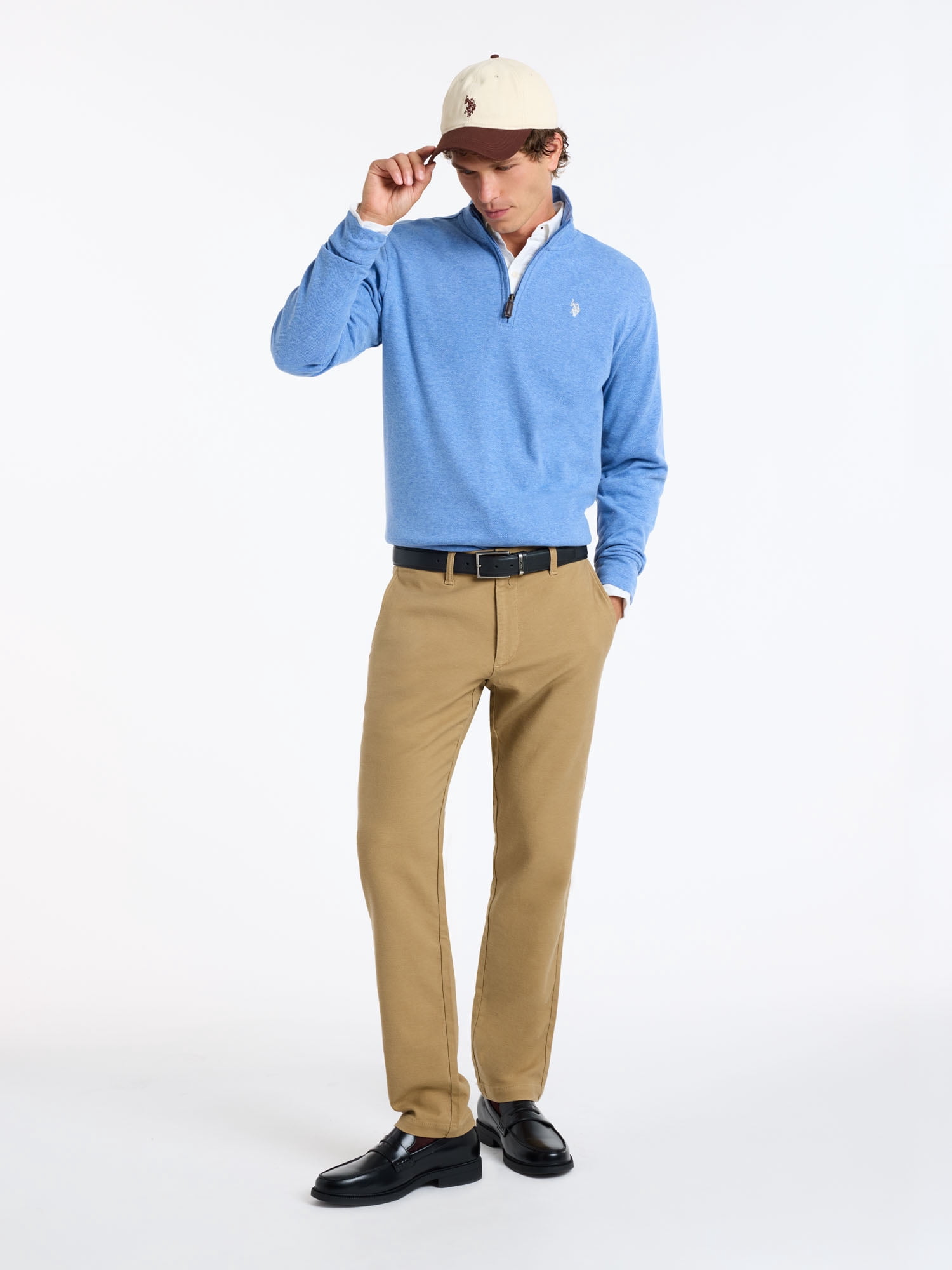 U.S. Polo Assn. Men's Premium Feel Herringbone Quarter Zip Pullover
