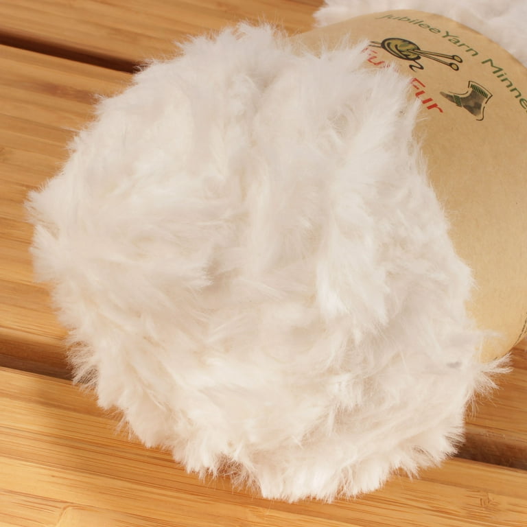 JubileeYarn Chunky Fluffy Faux Fur Eyelash Yarn - 100% Polyester -  100g/Skein - 2 Skeins - White