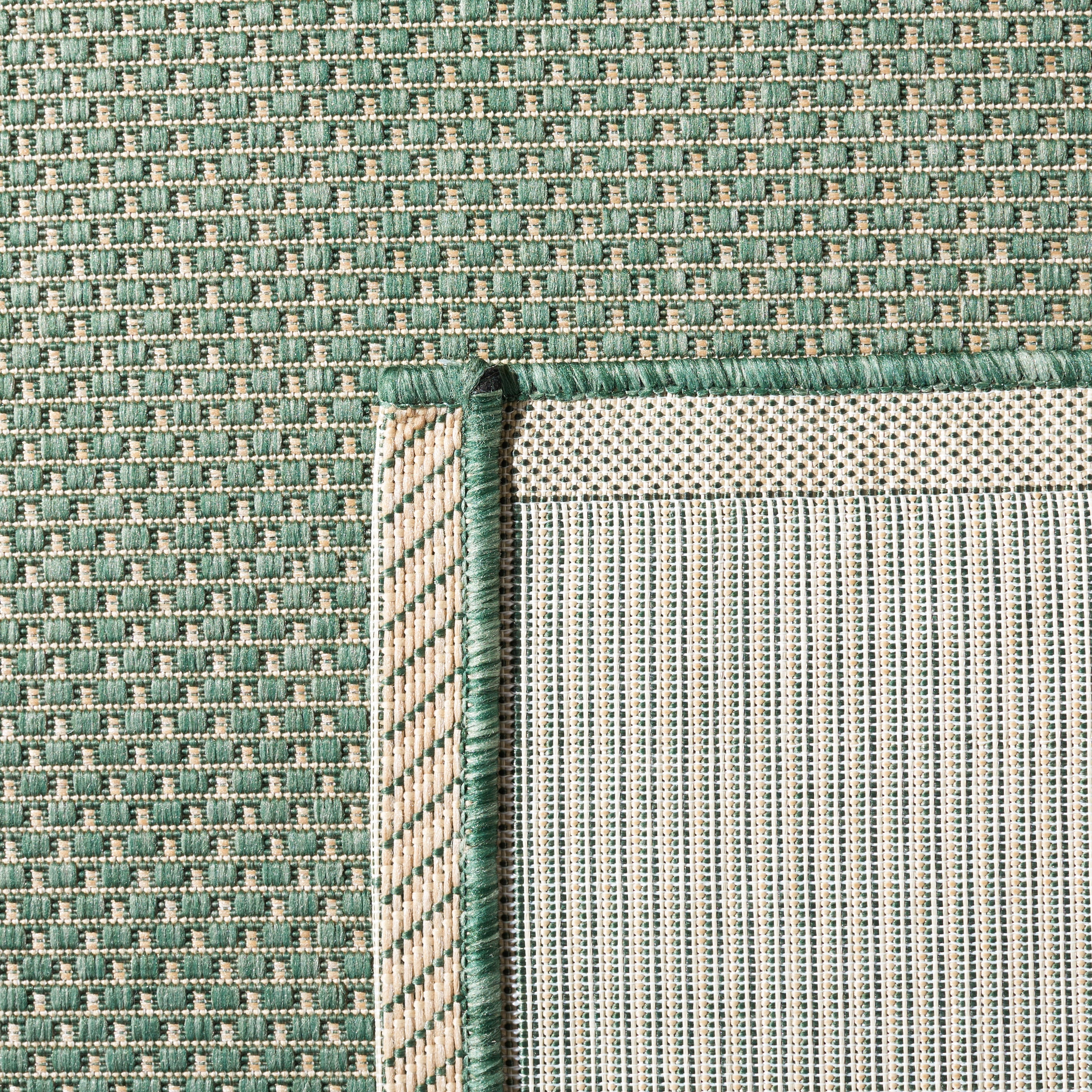 Safavieh Courtyard Justine Bordered Indoor/Outdoor Runner Rug, Dark Green/Beige, 2'3" x 8'