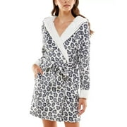 Roudelain HARLEY LEOPARD CLOUD DANCER Touch Hooded Fleece-Lined Robe, US Medium