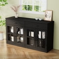 thumbnail image 6 of RichYa Kitchen Pantry Cabinet Set of 4,94" W Buffet Sideboard Coffee Bar with Glass Door Hutch,Modular Storage Cabinets with Shelves & Drawers for Dining Room,Black(DEED), 6 of 10
