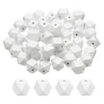 thumbnail image 1 of Uxcell 50 piezas de cuentas de madera geométricas blancas de 20 mm, cuentas sueltas de polígonos para hacer joyas, collares, pulseras y manualidades., 1 of 7